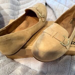 SoftWalk Women's Tan Loafers with Gold Accent